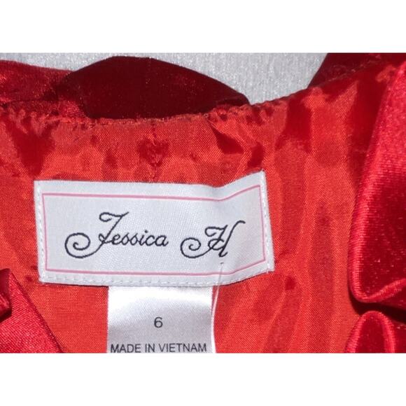 JESSICA HOWARD RED SLEEVELESS RUFFLE TRIM‎ NECKLINE DRESS Size 6 NWT - Picture 3 of 12